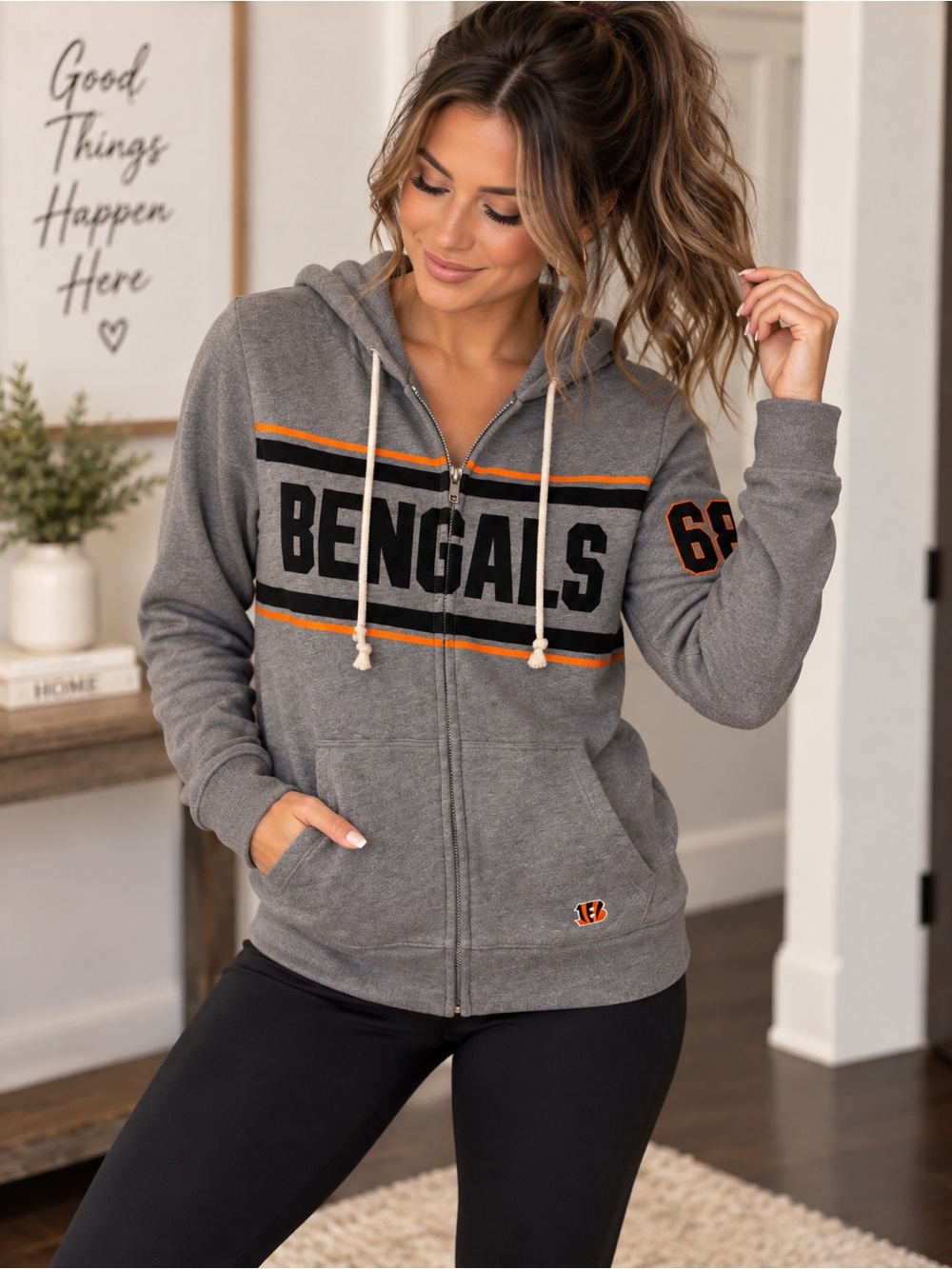 Victoria’s Secret PINK NFL Cincinnati Bengals Gray Full Zip Hoodie M